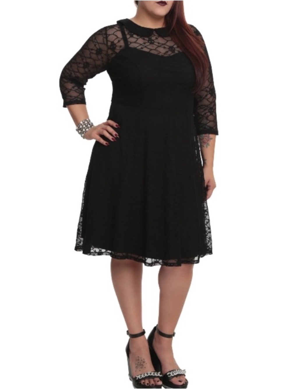 Tripp Plus Size Gothic Black Skull Lace Overlay Dress Goth Torrid 4